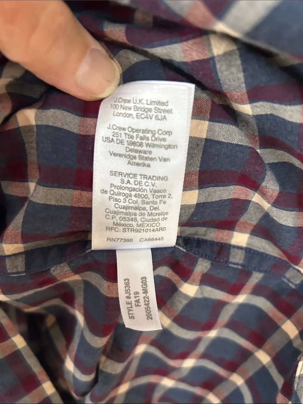 J. Crew Men's Navy and Red Plaid Button-Down Shirt - size medium - office - work
